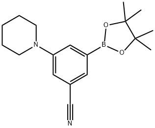 3-(piperidin-1-yl)-5-(4,4,5,5-tetramethyl-1,3,2-dioxaborolan-2-yl)benzonitrile 化学構造式