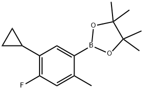 2-Methyl-4-fluoro-5-cyclopropylphenylboronic acid pinacol ester 化学構造式