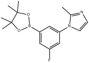 1-(3-fluoro-5-(4,4,5,5-tetramethyl-1,3,2-dioxaborolan-2-yl)phenyl)-2-methyl-1H-imidazole Struktur