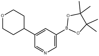 3-(tetrahydro-2H-pyran-4-yl)-5-(4,4,5,5-tetramethyl-1,3,2-dioxaborolan-2-yl)pyridine 结构式