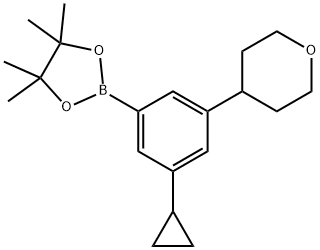 2-(3-cyclopropyl-5-(tetrahydro-2H-pyran-4-yl)phenyl)-4,4,5,5-tetramethyl-1,3,2-dioxaborolane Struktur