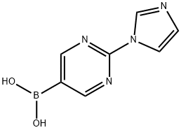2-(Imidazol-1-yl)pyrimidine-5-boronic acid,2225176-97-4,结构式