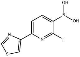 2-Fluoro-6-(thiazol-4-yl)pyridine-3-boronic acid 化学構造式