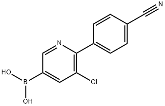 5-Chloro-6-(4-cyanophenyl)pyridine-3-boronic acid 结构式