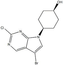 cis-4-{5-bromo-2-chloro-7H-pyrrolo[2,3-d]pyrimidin-7-yl}cyclohexan-1-ol Struktur
