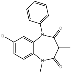 7-Chloro-1,3-dimethyl-5-phenyl-1H-1,5-benzodiazepine-2,4(3H,5H)-dione 化学構造式