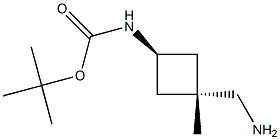 tert-butyl N-[cis-3-(aminomethyl)-3-methylcyclobutyl]carbamate Structure