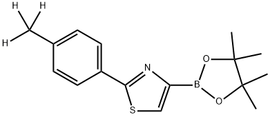 2-(4-(methyl-d3)phenyl)-4-(4,4,5,5-tetramethyl-1,3,2-dioxaborolan-2-yl)thiazole Struktur