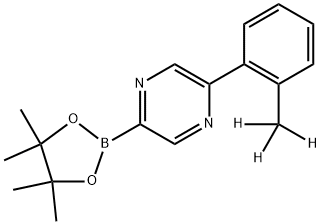 2-(2-(methyl-d3)phenyl)-5-(4,4,5,5-tetramethyl-1,3,2-dioxaborolan-2-yl)pyrazine 化学構造式