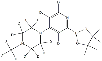 1-(methyl-d3)-4-(2-(4,4,5,5-tetramethyl-1,3,2-dioxaborolan-2-yl)pyridin-4-yl-3,5,6-d3)piperazine-2,2,3,3,5,5,6,6-d8 Struktur