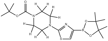 tert-butyl 4-(4-(4,4,5,5-tetramethyl-1,3,2-dioxaborolan-2-yl)thiazol-2-yl)piperazine-1-carboxylate-2,2,3,3,5,5,6,6-d8,2241876-22-0,结构式