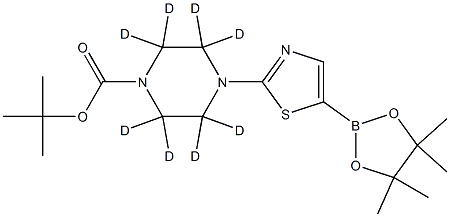 tert-butyl 4-(5-(4,4,5,5-tetramethyl-1,3,2-dioxaborolan-2-yl)thiazol-2-yl)piperazine-1-carboxylate-2,2,3,3,5,5,6,6-d8 Struktur