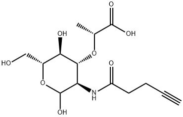 (2R)-2-(((3R,4R,5S,6R)-2,5-dihydroxy-6-(hydroxymethyl)-3-(pent-4-ynamido)tetrahydro-2H-pyran-4-yl)oxy)propanoic acid Struktur