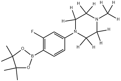 1-(3-fluoro-4-(4,4,5,5-tetramethyl-1,3,2-dioxaborolan-2-yl)phenyl)-4-(methyl-d3)piperazine-2,2,3,3,5,5,6,6-d8 Structure