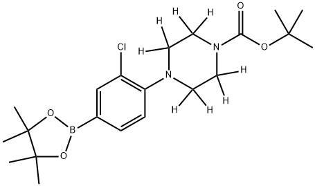 tert-butyl 4-(2-chloro-4-(4,4,5,5-tetramethyl-1,3,2-dioxaborolan-2-yl)phenyl)piperazine-1-carboxylate-2,2,3,3,5,5,6,6-d8 结构式