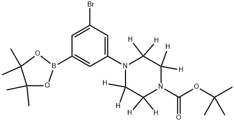 tert-butyl 4-(3-bromo-5-(4,4,5,5-tetramethyl-1,3,2-dioxaborolan-2-yl)phenyl)piperazine-1-carboxylate-2,2,3,3,5,5,6,6-d8 结构式