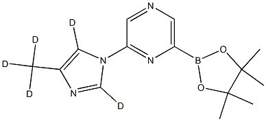 2-(4-(methyl-d3)-1H-imidazol-1-yl-2,5-d2)-6-(4,4,5,5-tetramethyl-1,3,2-dioxaborolan-2-yl)pyrazine 化学構造式