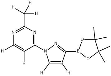 2-(methyl-d3)-4-(3-(4,4,5,5-tetramethyl-1,3,2-dioxaborolan-2-yl)-1H-pyrazol-1-yl-4,5-d2)pyrimidine-5,6-d2 Struktur