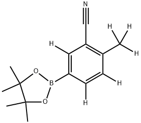 2-(methyl-d3)-5-(4,4,5,5-tetramethyl-1,3,2-dioxaborolan-2-yl)benzonitrile-3,4,6-d3 Structure