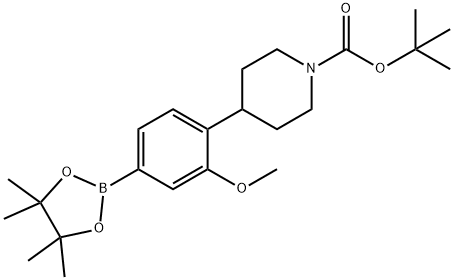 tert-butyl 4-(2-methoxy-4-(4,4,5,5-tetramethyl-1,3,2-dioxaborolan-2-yl)phenyl)piperidine-1-carboxylate Structure