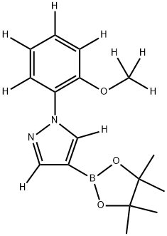 1-(2-(methoxy-d3)phenyl-3,4,5,6-d4)-4-(4,4,5,5-tetramethyl-1,3,2-dioxaborolan-2-yl)-1H-pyrazole-3,5-d2 Struktur