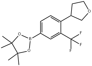 4,4,5,5-tetramethyl-2-(4-(tetrahydrofuran-3-yl)-3-(trifluoromethyl)phenyl)-1,3,2-dioxaborolane Structure