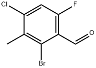 2-溴-4-氯-6-氟-3-甲基苯甲醛, 2368909-48-0, 结构式