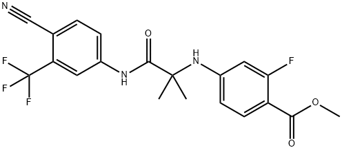 4-((1-((4-cyano-3-(trifluoromethyl)phenyl)amino)-2-methyl-1-oxopropan-2-yl)amino)-2-fluoro-N-methylbenzamide Structure