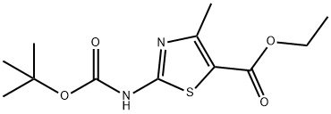 2-(TERT-ブチルトキシカルボニルアミノ)-4-メチルチアゾール-5-カルボン酸エチル 化学構造式