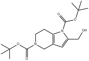 di-tert-butyl 2-(hydroxyMethyl)-6,7-dihydro-1H-pyrrolo[3,2-c]pyridine-1,5(4H)-dicarboxylate 结构式