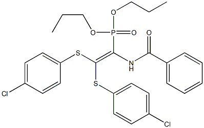dipropyl 1-(benzoylamino)-2,2-bis[(4-chlorophenyl)sulfanyl]vinylphosphonate Structure