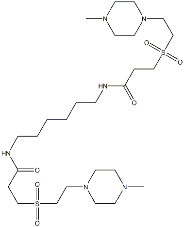 3-{[2-(4-methyl-1-piperazinyl)ethyl]sulfonyl}-N-{6-[(3-{[2-(4-methyl-1-piperazinyl)ethyl]sulfonyl}propanoyl)amino]hexyl}propanamide Struktur