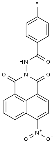 4-fluoro-N-(6-nitro-1,3-dioxo-1H-benzo[de]isoquinolin-2(3H)-yl)benzamide 化学構造式