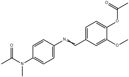 4-[({4-[acetyl(methyl)amino]phenyl}imino)methyl]-2-methoxyphenyl acetate Struktur