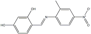 4-{[(2-methyl-4-nitrophenyl)imino]methyl}-1,3-benzenediol Struktur