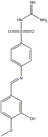 4-({[4-({[amino(imino)methyl]amino}sulfonyl)phenyl]imino}methyl)-2-hydroxy-1-methoxybenzene 化学構造式