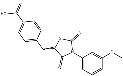 4-{[3-(3-methoxyphenyl)-4-oxo-2-thioxo-1,3-thiazolidin-5-ylidene]methyl}benzoic acid 化学構造式