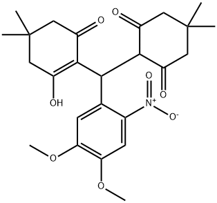 2-[(4,5-dimethoxy-2-nitrophenyl)(2-hydroxy-4,4-dimethyl-6-oxo-1-cyclohexen-1-yl)methyl]-5,5-dimethyl-1,3-cyclohexanedione Structure