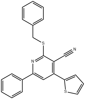 2-(benzylsulfanyl)-6-phenyl-4-(2-thienyl)nicotinonitrile Struktur