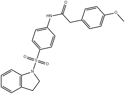 N-[4-(2,3-dihydro-1H-indol-1-ylsulfonyl)phenyl]-2-(4-methoxyphenyl)acetamide 化学構造式
