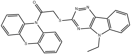 5-ethyl-5H-[1,2,4]triazino[5,6-b]indol-3-yl 2-oxo-2-(10H-phenothiazin-10-yl)ethyl sulfide 化学構造式