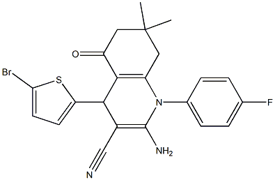 2-amino-4-(5-bromo-2-thienyl)-1-(4-fluorophenyl)-7,7-dimethyl-5-oxo-1,4,5,6,7,8-hexahydro-3-quinolinecarbonitrile|