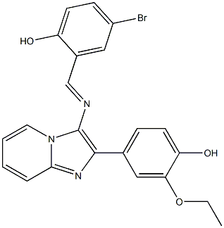 4-{3-[(5-bromo-2-hydroxybenzylidene)amino]imidazo[1,2-a]pyridin-2-yl}-2-ethoxyphenol Struktur