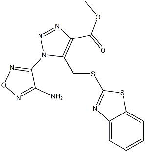 methyl 1-(4-amino-1,2,5-oxadiazol-3-yl)-5-[(1,3-benzothiazol-2-ylsulfanyl)methyl]-1H-1,2,3-triazole-4-carboxylate 化学構造式