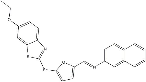 N-({5-[(6-ethoxy-1,3-benzothiazol-2-yl)sulfanyl]-2-furyl}methylene)-N-(2-naphthyl)amine,312320-92-6,结构式