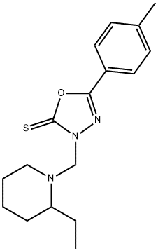 3-[(2-ethyl-1-piperidinyl)methyl]-5-(4-methylphenyl)-1,3,4-oxadiazole-2(3H)-thione Structure