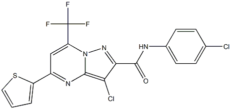 3-chloro-N-(4-chlorophenyl)-5-(2-thienyl)-7-(trifluoromethyl)pyrazolo[1,5-a]pyrimidine-2-carboxamide Structure