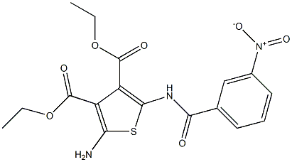 diethyl 2-amino-5-({3-nitrobenzoyl}amino)-3,4-thiophenedicarboxylate Structure