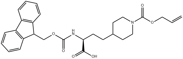 (2S)-2-({[(9H-fluoren-9-yl)methoxy]carbonyl}amino)-4-{1-[(prop-2-en-1-yloxy)carbonyl]piperidin-4-yl}butanoic acid Struktur