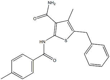 5-benzyl-4-methyl-2-[(4-methylbenzoyl)amino]-3-thiophenecarboxamide Structure